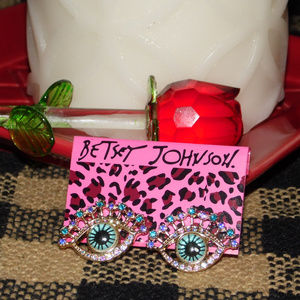 BETSEY JOHNSON NEW POST BLUE EYES EARRINGS~